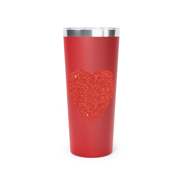 Red Glitter Effect Heart Valentines Day Men Women Copper Vacuum Insulated Tumbler, 22oz