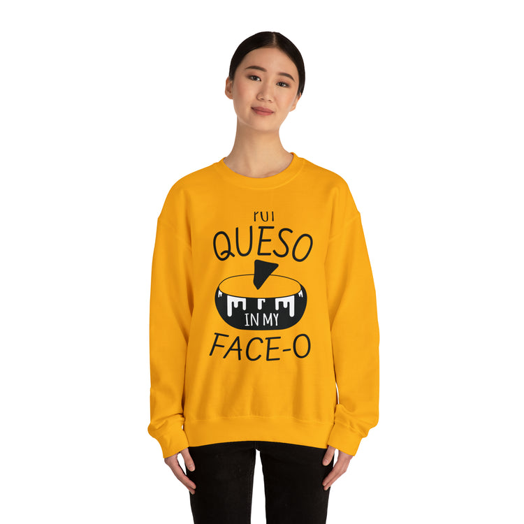 Humorous Mexican Queso Enthusiasts Food Illustration Gags Unisex Crewneck Sweatshirt