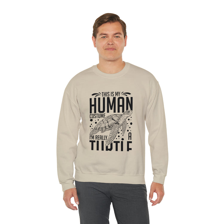 Funny Turtle Dressing Turtles Devotee Graphic Sayings Gag Unisex Crewneck Sweatshirt