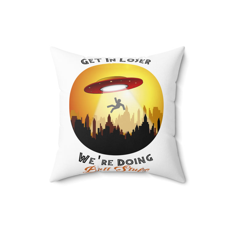 Humorous Intergalactical Illustration Enthusiasts Extraterrestrial Spun Polyester Square Pillow