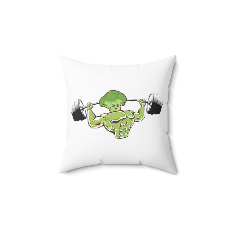 Humorous Vegetables Lover Workout Bodybuilder Spun Polyester Square Pillow