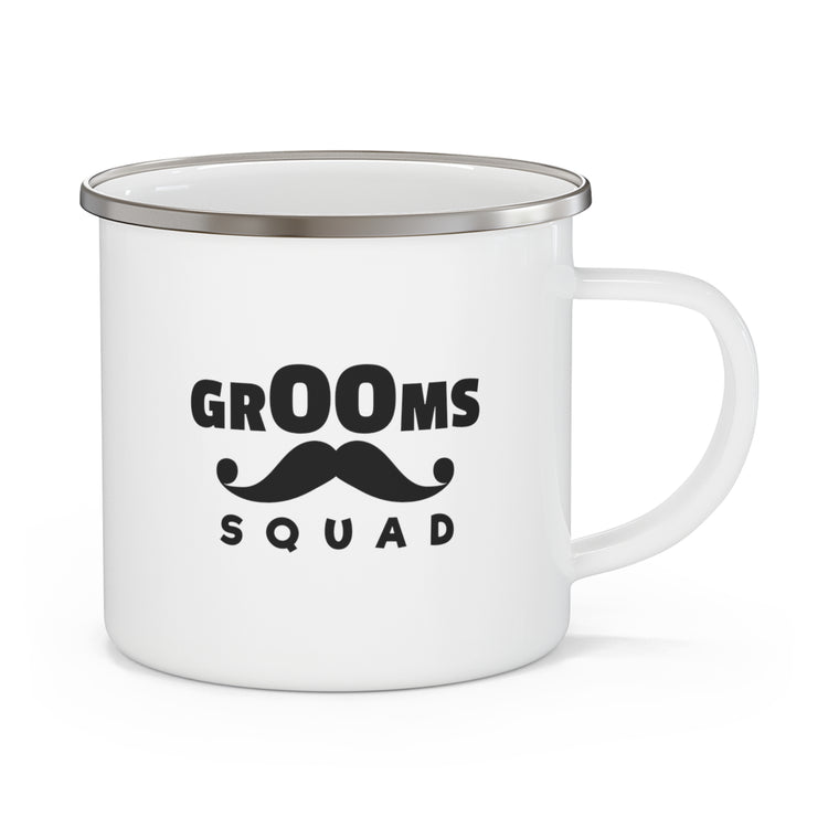 Funny Groom Squad Wedding Bachelors Mustache Wedding Fiance Enamel Camping Mug