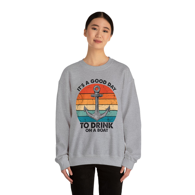 Humorous Its A Nice Day To Drink On A Boat Kayaking Graphic Unisex Crewneck Sweatshirt