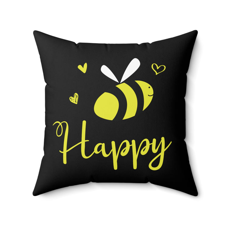 Bee Happy Spun Polyester Square Pillow