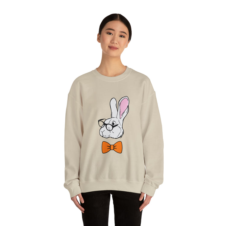 Funny Christian Egg Hunting Brainy Nerd Bunny Unisex Crewneck Sweatshirt