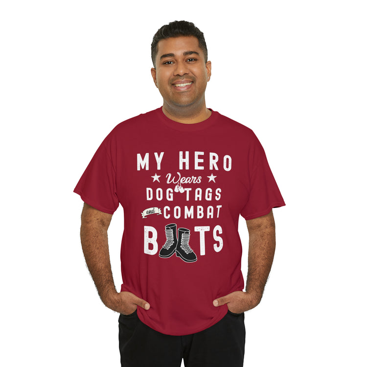 Shirt Funny My Soldier Wears Dog Tag Boots Quote Military Patriotic T-Shirt Unisex Heavy Cotton Tee