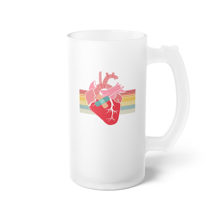 Novelty Factory Refurbished Hearts Recovering Patients Puns Frosted Glass Beer Mug