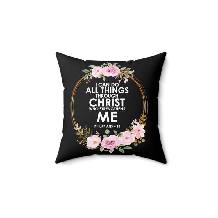 Inspirational Minimalists Christianity Devotee Statements  Uplifting Scriptures Verses Spun Polyester Square Pillow