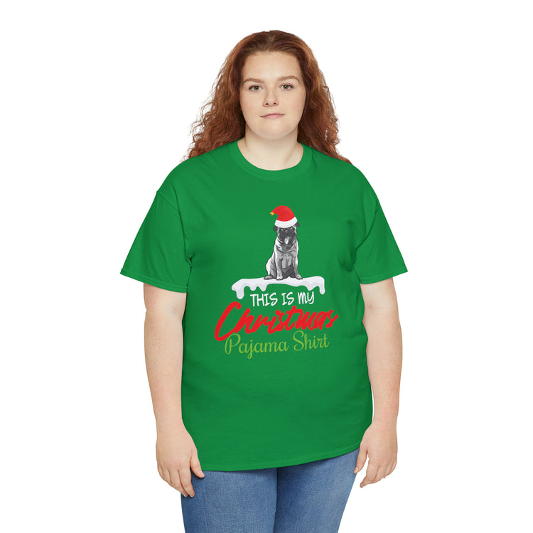 Shirt Funny Pug This Is My Christmas Pajama Dog Holiday Pet Hilarious Seasonal Unique T-Shirt Unisex Heavy Cotton Tee