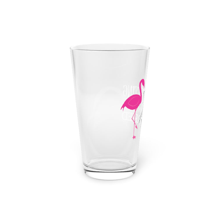 Humorous Bridal Entourages Flamingoes Illustration Puns Hilarious Bridesmaids Flocks Graphic Saying Gag Pint Glass, 16oz