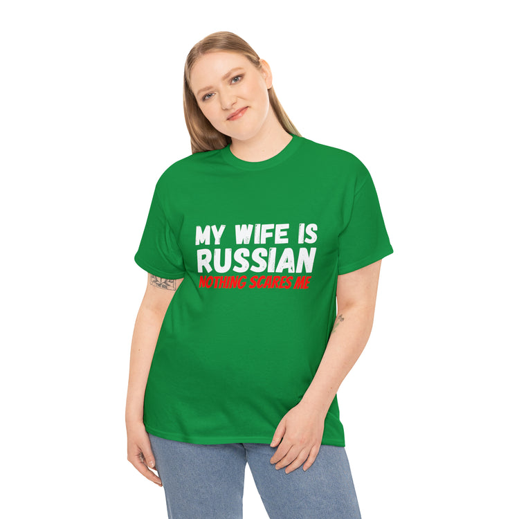 Shirt Funny My Wife's Russian Introvert Sayings Heritage Spouse T-Shirt Unisex Heavy Cotton Tee