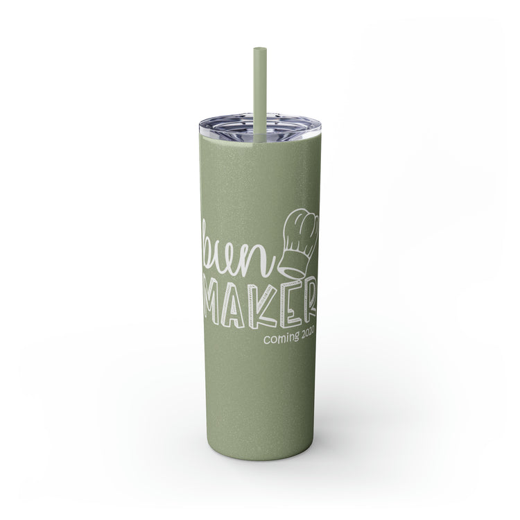 Bun Baker and Bun Maker New Dad and Future Mom Shirts Skinny Tumbler with Straw, 20oz