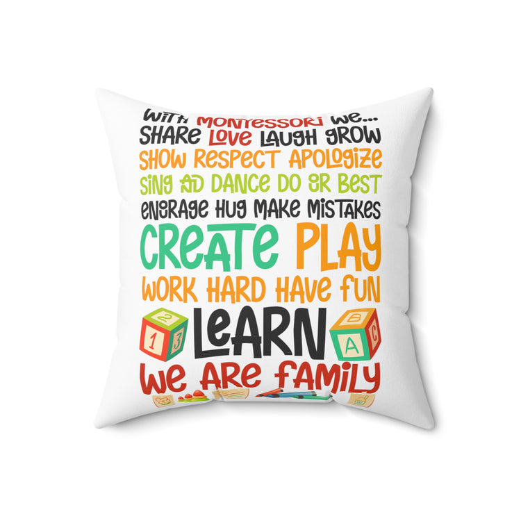 Motivational Daycare Teachers Appreciation Statements Line Spun Polyester Square Pillow