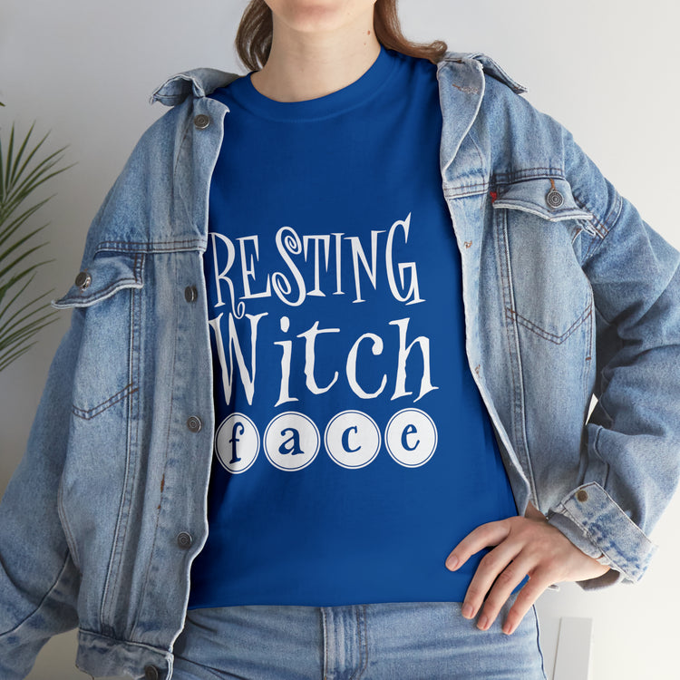 Shirt Funny Resting Witch Face humor Halloween Seasonal Magical T-Shirt Unisex Heavy Cotton Tee