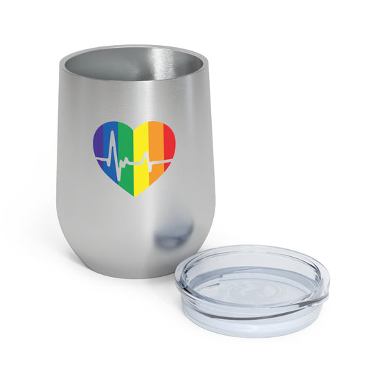 lgbt heart 12oz Insulated Wine Tumbler