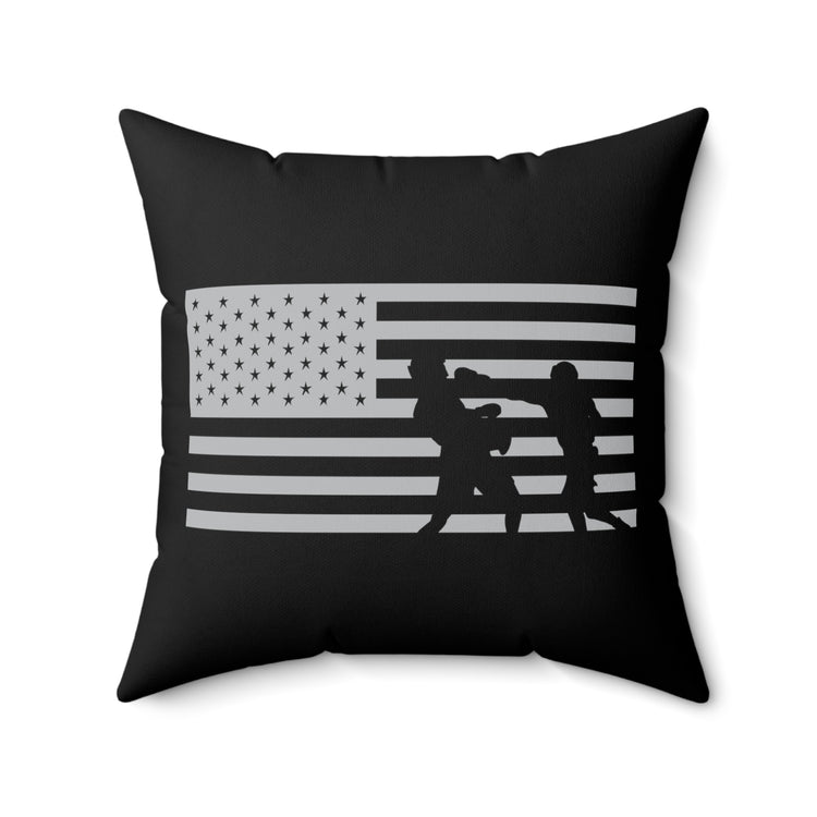 Hilarious Fighter Sparring USA National Banner Spun Polyester Square Pillow