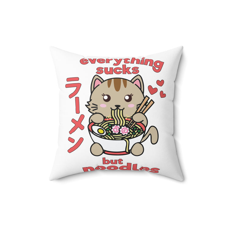 Funny Novelty Kittens Gift Retro Vintage Sunset Silhouette Men Women  Spun Polyester Square Pillow