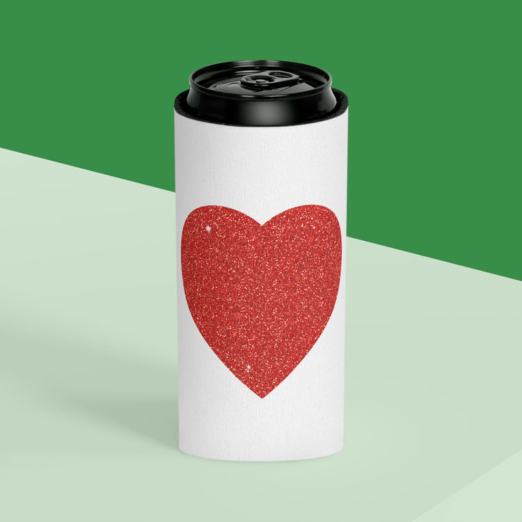 Red Glitter Effect Heart Valentines Day Men Women Can Cooler