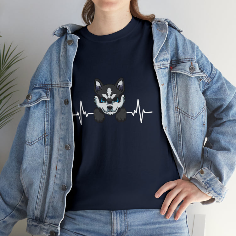 Shirt Funny Siberian Heartbeat Doggo Graphic Dog Whisperer Cute T-Shirt Unisex Heavy Cotton Tee