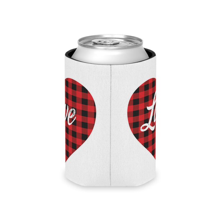 buffalo plaid heart 2 Can Cooler