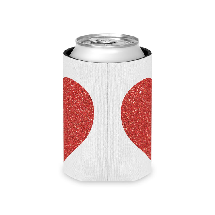 Red Glitter Effect Heart Valentines Day Men Women Can Cooler