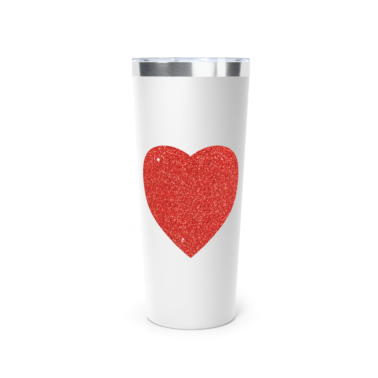 Red Glitter Effect Heart Valentines Day Men Women Copper Vacuum Insulated Tumbler, 22oz