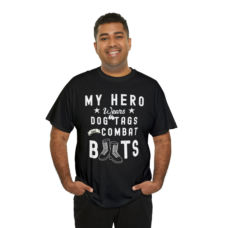 Shirt Funny My Soldier Wears Dog Tag Boots Quote Military Patriotic T-Shirt Unisex Heavy Cotton Tee