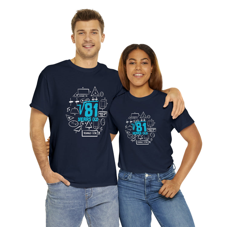 Shirt Funny Square Root 9th Birthdays Graphic Math Geek Numerical T-Shirt Unisex Heavy Cotton Tee