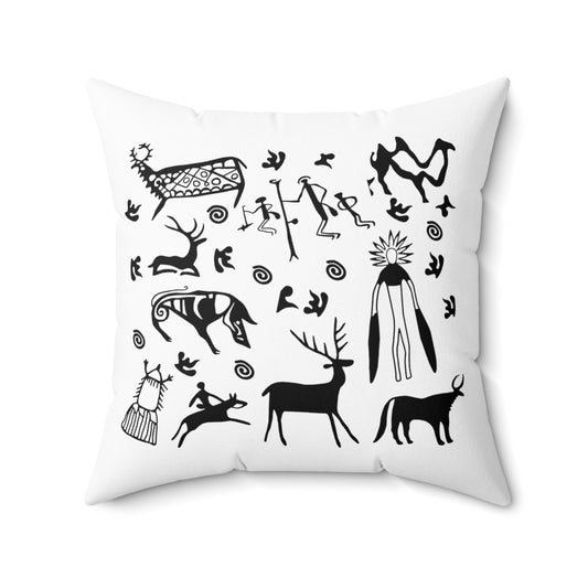 Humorous Pictograph Carving Engravings Mimbres Lover Spun Polyester Square Pillow