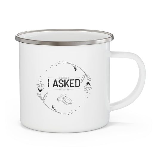 Hilarious Boyfriend Proposal Celebrations Statements Pun Enamel Camping Mug