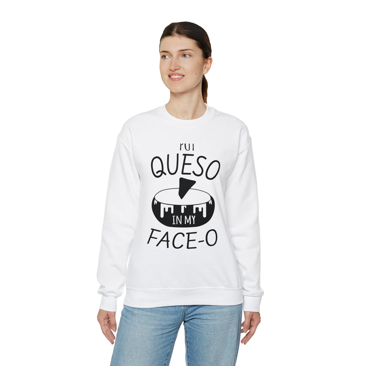 Humorous Mexican Queso Enthusiasts Food Illustration Gags Unisex Crewneck Sweatshirt