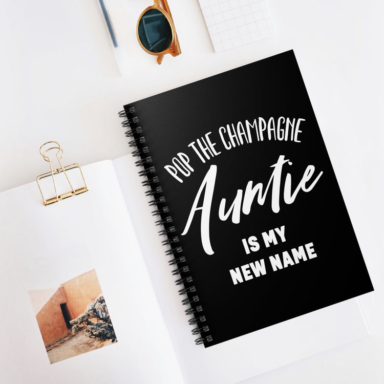 Promoted To Auntie Pop The Champagne Shirt Spiral Notebook - Ruled Line