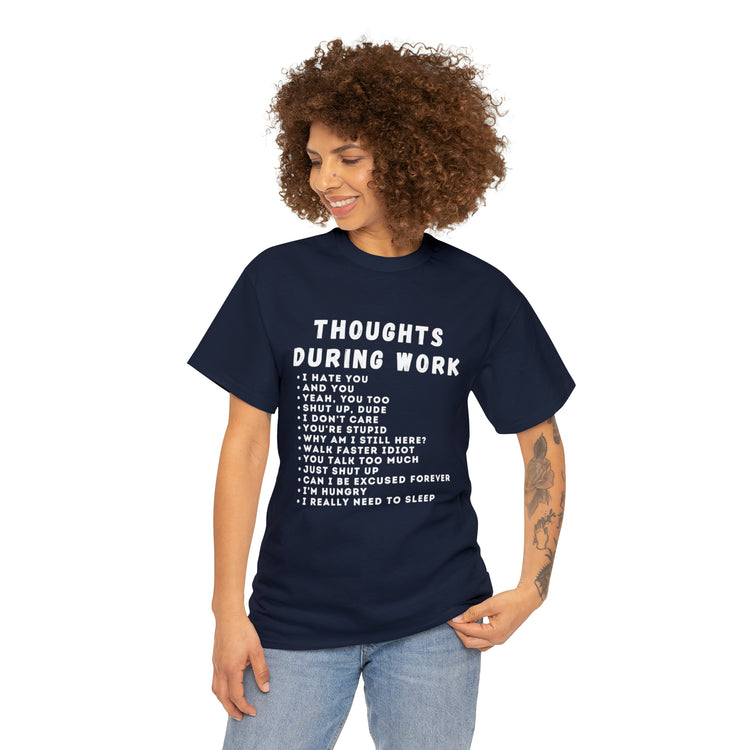 Shirt Funny Thoughts While Working Introverts Serenity Mindfulness Professional Inner T-Shirt Unisex Heavy Cotton Tee