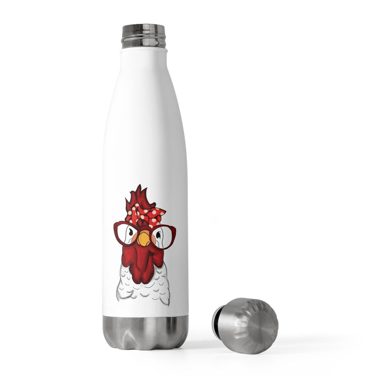 Rooster Hen Chicken Bandana and Glasses Farmer Shirt | Chicken Lady Gift 20oz Insulated Bottle