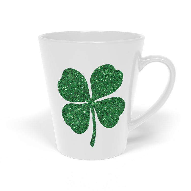 Motivational Glittery Shamrocks Festivities Clovers Festivals Mockery Latte Mug, 12oz