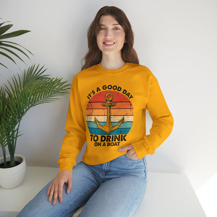 Humorous Its A Nice Day To Drink On A Boat Kayaking Graphic Unisex Crewneck Sweatshirt