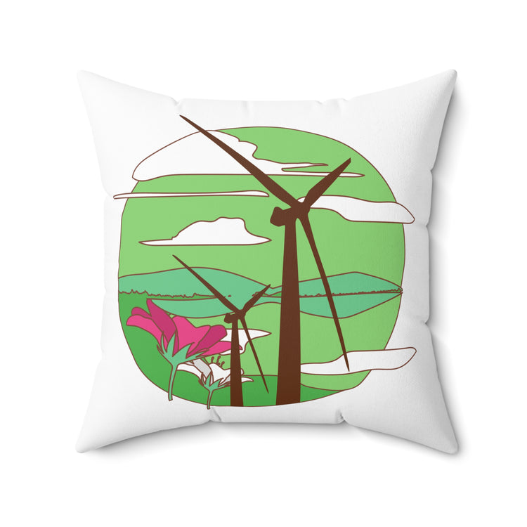 Humorous Renewable Windmill energy hydroelectric Spun Polyester Square Pillow