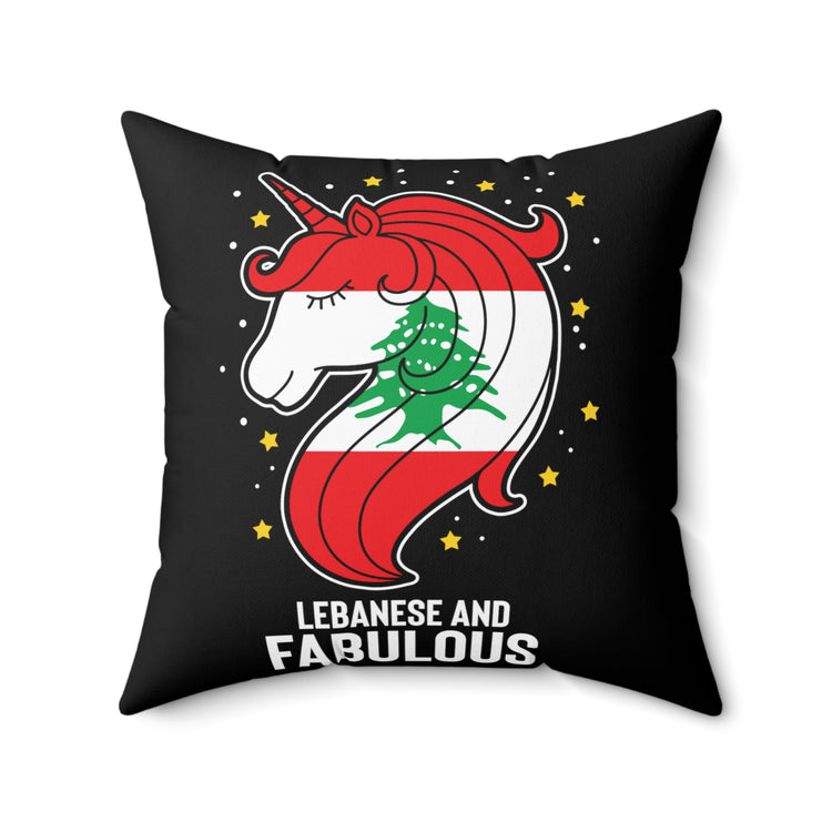 Humorous Lebanese Christmas Magical Horse Nationalistic Spun Polyester Square Pillow