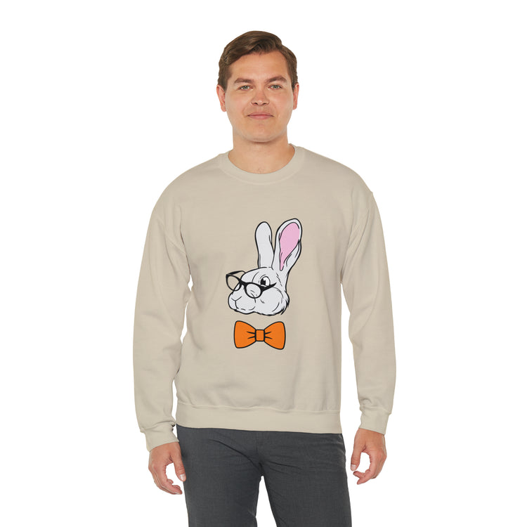 Funny Christian Egg Hunting Brainy Nerd Bunny Unisex Crewneck Sweatshirt