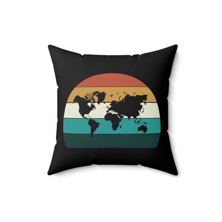 Humorous Vacations Location Geography Globally Hometown States Patriotic Spun Polyester Square Pillow