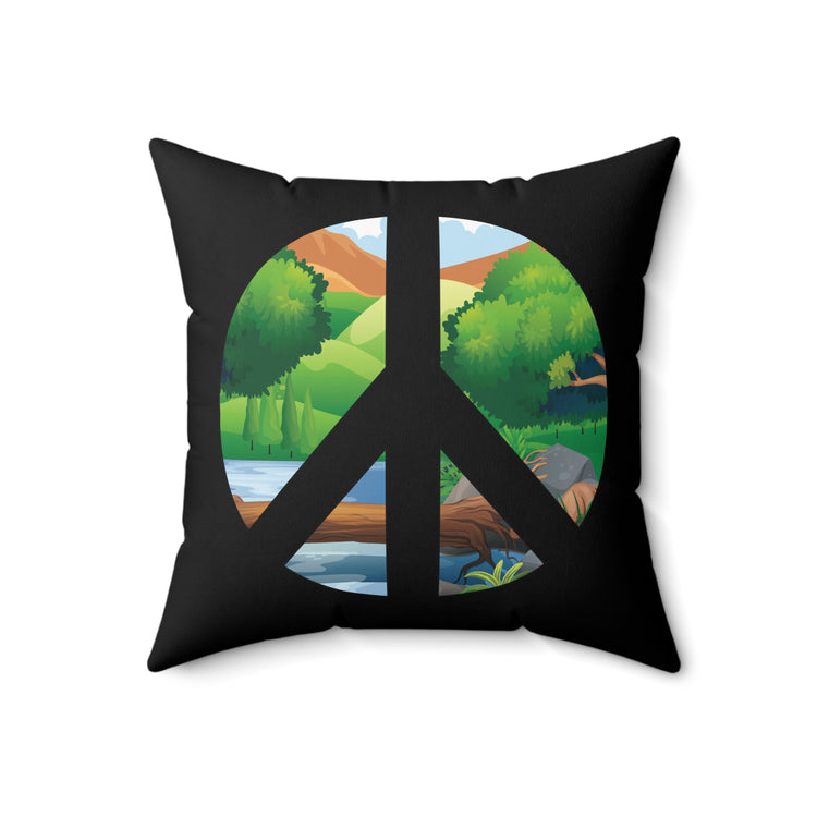 Peace Sign Nature For Earth Day Aesthetic Spun Polyester Square Pillow