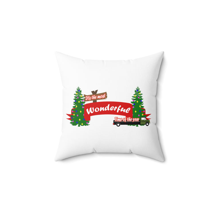 It's The Most Wonderful Time Of The Year Merry Christmas Spun Polyester Square Pillow