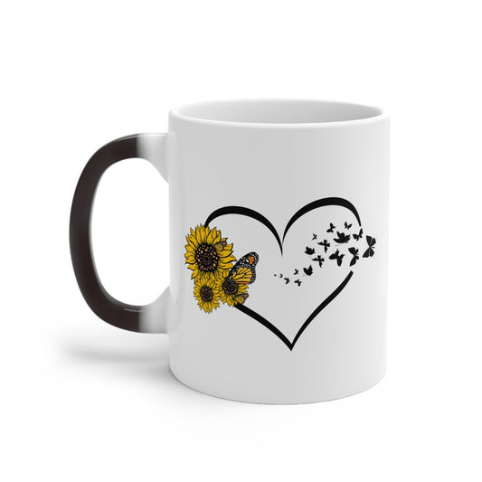 Hilarious Sunflower Heart Butterflies Bohemian Color Changing Mug