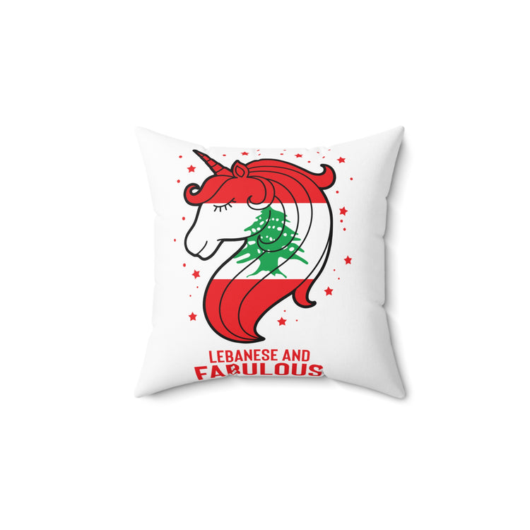 Humorous Lebanese Christmas Magical Horse Nationalistic Spun Polyester Square Pillow