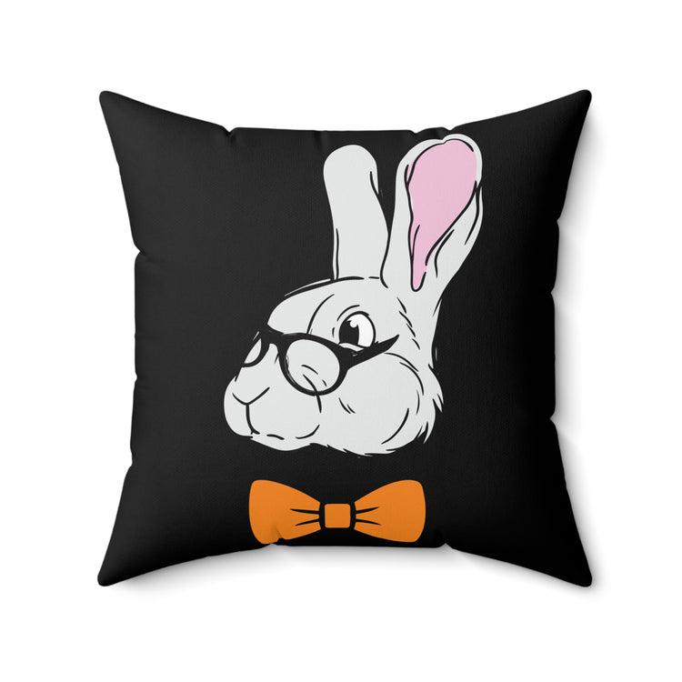 Funny Christian Egg Hunting Brainy Nerd Bunny Spun Polyester Square Pillow