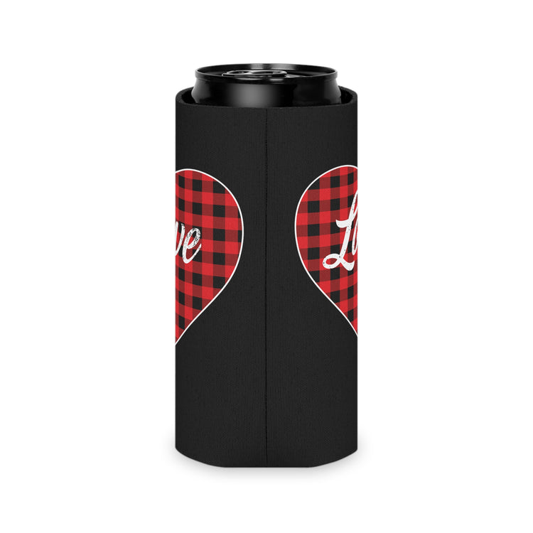 buffalo plaid heart Can Cooler