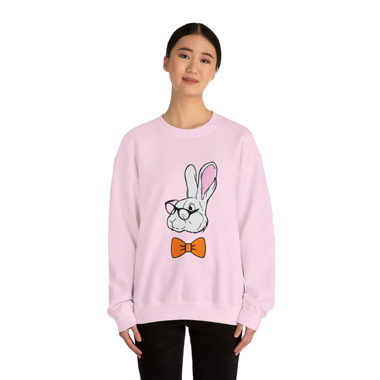 Funny Christian Egg Hunting Brainy Nerd Bunny Unisex Crewneck Sweatshirt