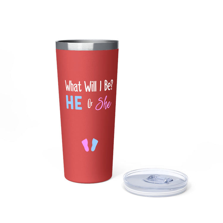 What Will I Be He or She Gender Reveal Copper Vacuum Insulated Tumbler, 22oz