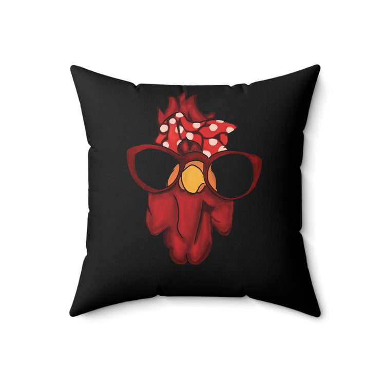 Rooster Hen Chicken Bandana and Glasses Farmer | Chicken Lady Gift Spun Polyester Square Pillow