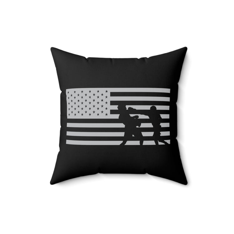 Hilarious Fighter Sparring USA National Banner Spun Polyester Square Pillow